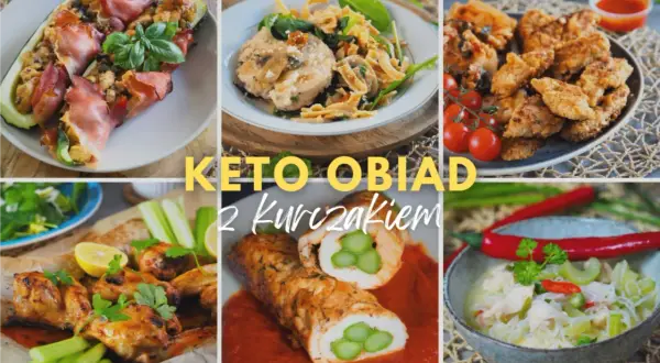 Keto obiad z kurczakiem: faszerowana cukinia, kurczak z szparagami, skrzydełka, kotleciki i zupa. Pyszne i zdrowe dania.